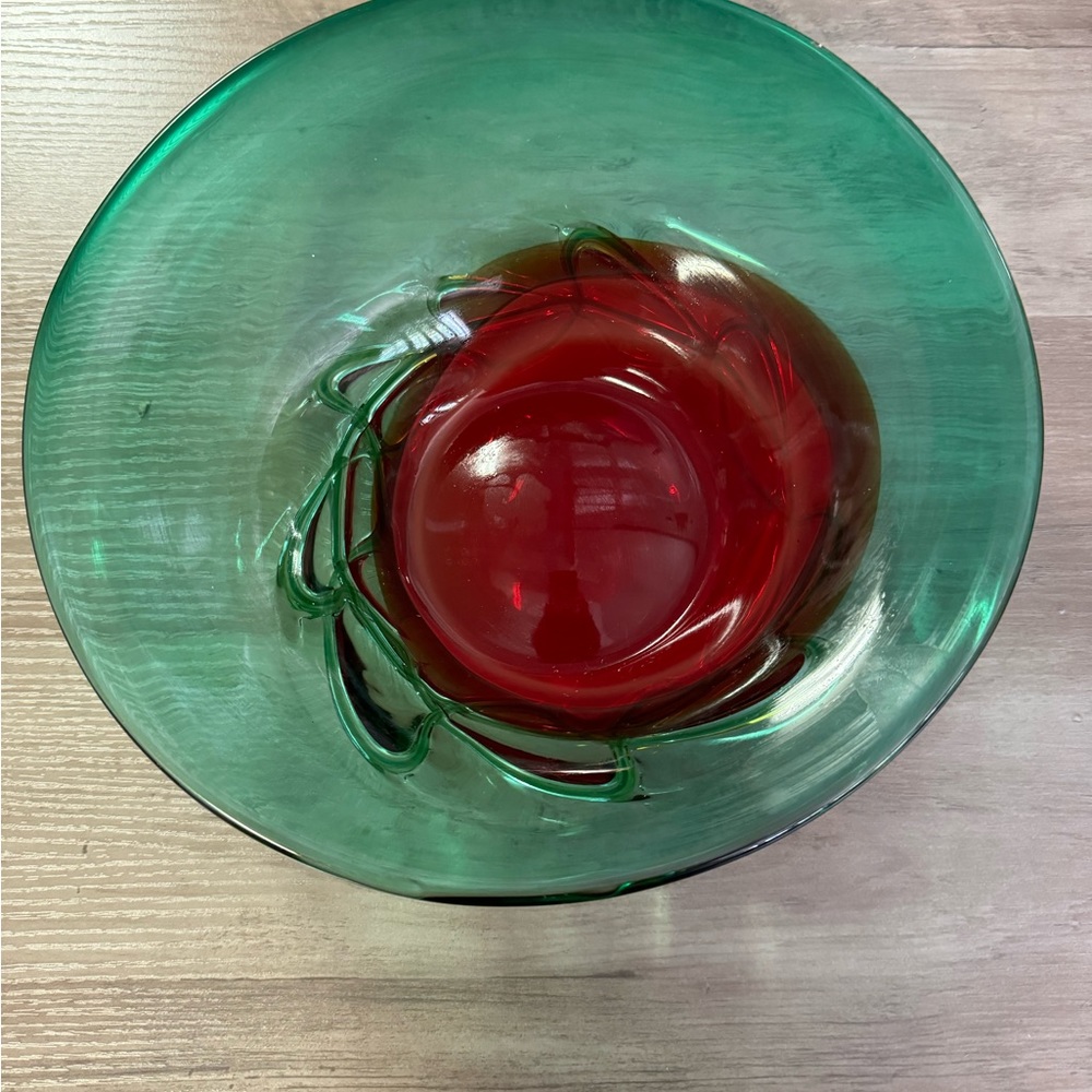 MAKORA KROSNO J. POPIELUSZKI POLAND Hand Made Art Glass Vase Bowl